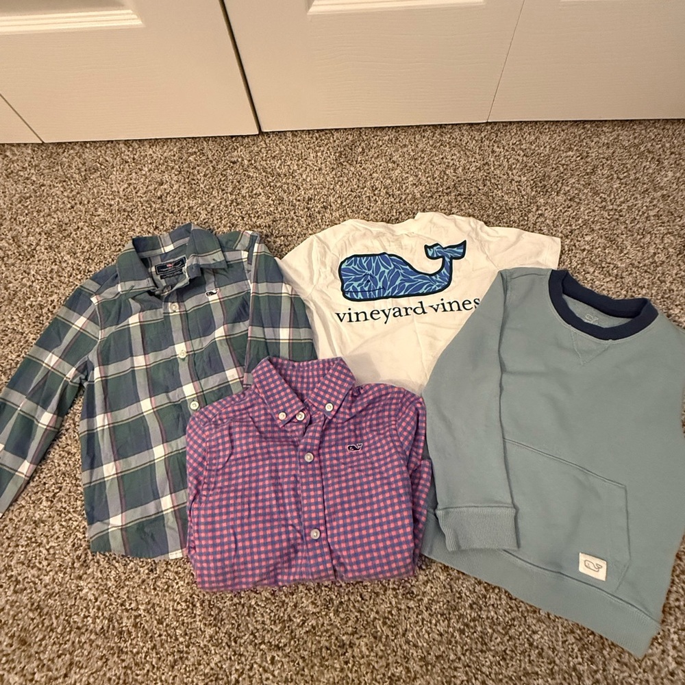 Vineyard Vines Kids' Plaid and Pink Button Down Shirts